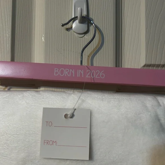 BORN 2026 -White Baby Blanket with Pink Ribbon - Picture 3 of 4